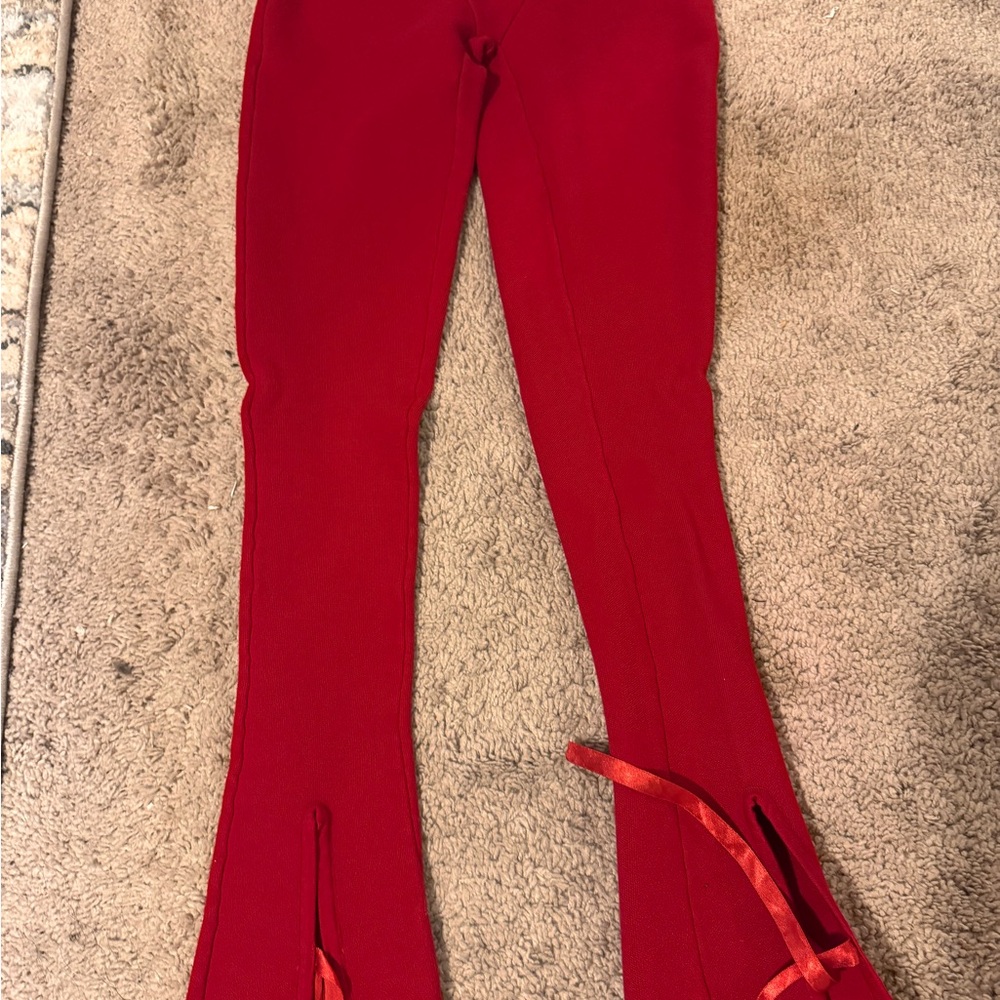 Chic Red Flare Pants